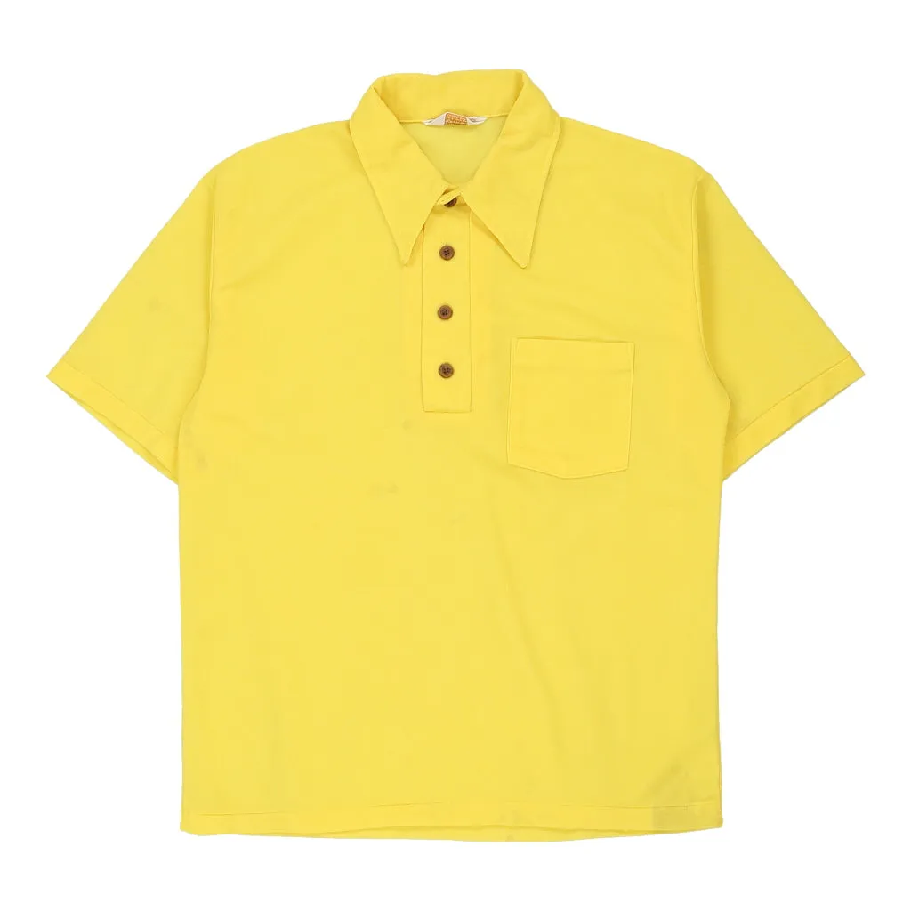 70's David Thmposon Polo Shirt - Large Yellow Polyester