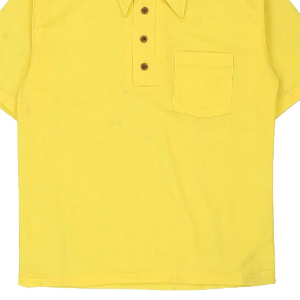 70's David Thmposon Polo Shirt - Large Yellow Polyester