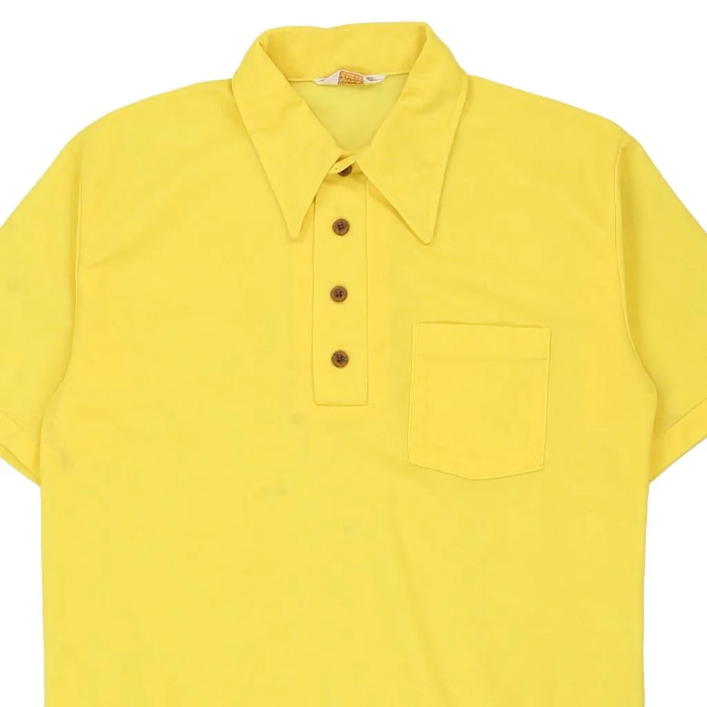 70's David Thmposon Polo Shirt - Large Yellow Polyester