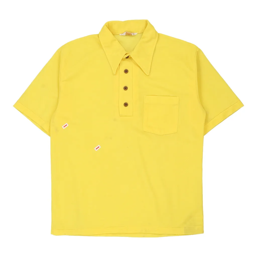 70's David Thmposon Polo Shirt - Large Yellow Polyester