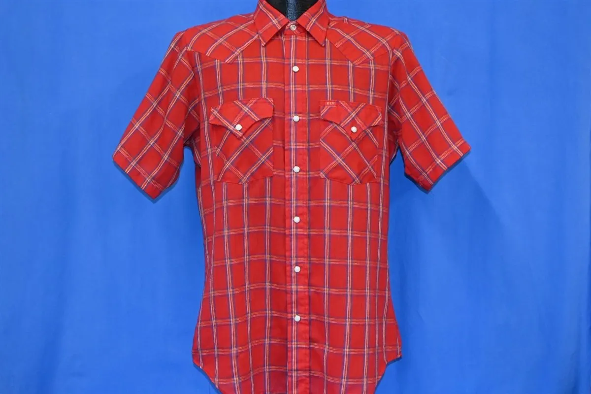 70s Ely Wagon Boss Red Western Pearl Snap Shirt Medium