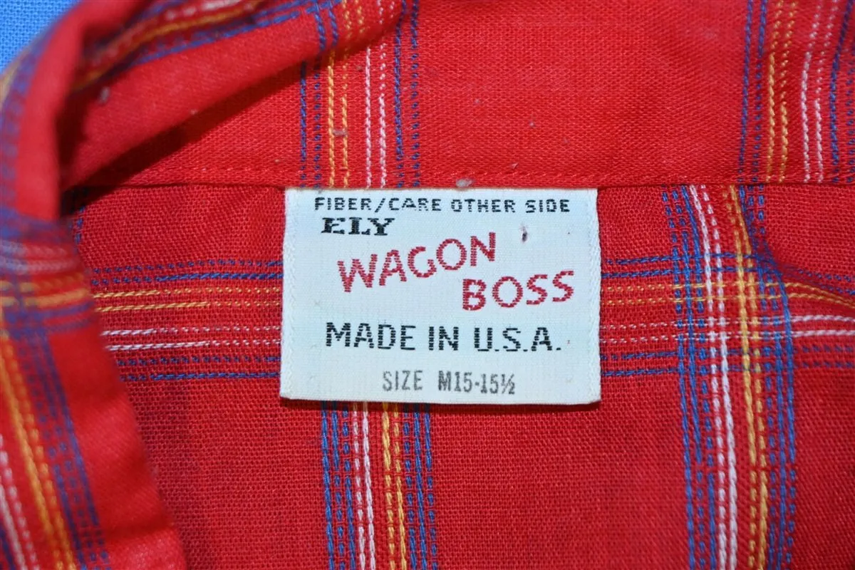 70s Ely Wagon Boss Red Western Pearl Snap Shirt Medium