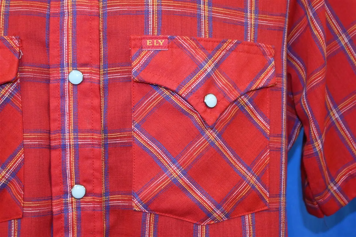 70s Ely Wagon Boss Red Western Pearl Snap Shirt Medium