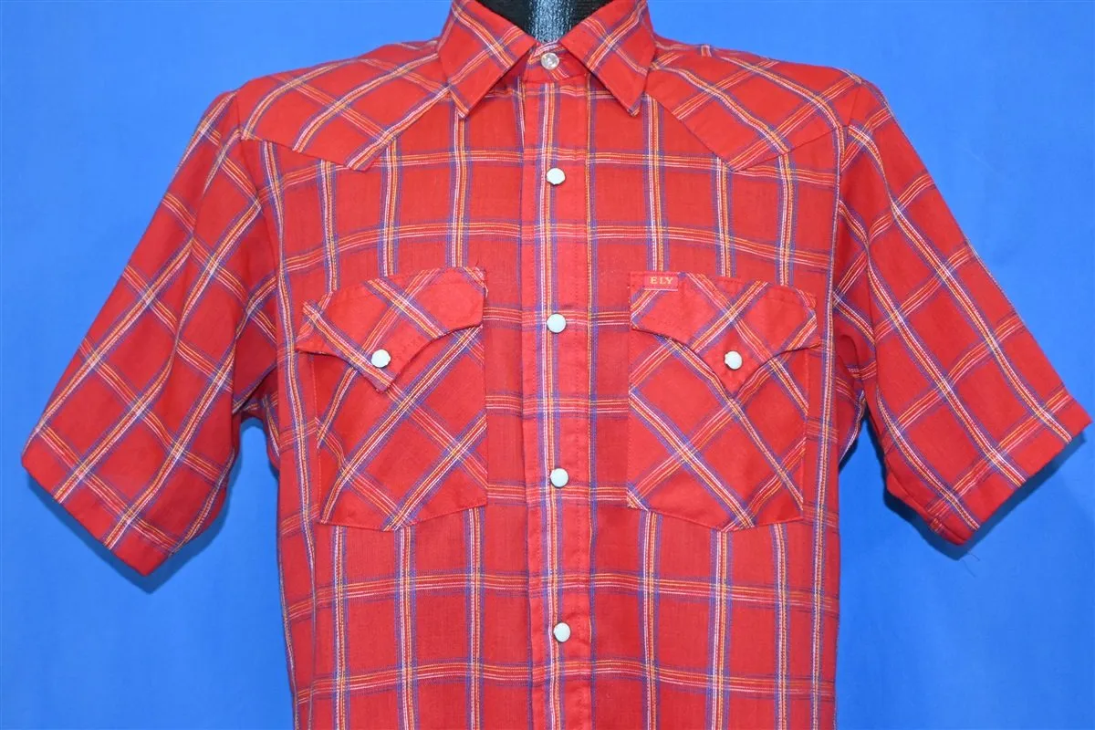 70s Ely Wagon Boss Red Western Pearl Snap Shirt Medium