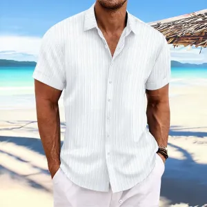 Alvaro - Striped cotton and linen-like shirt for men