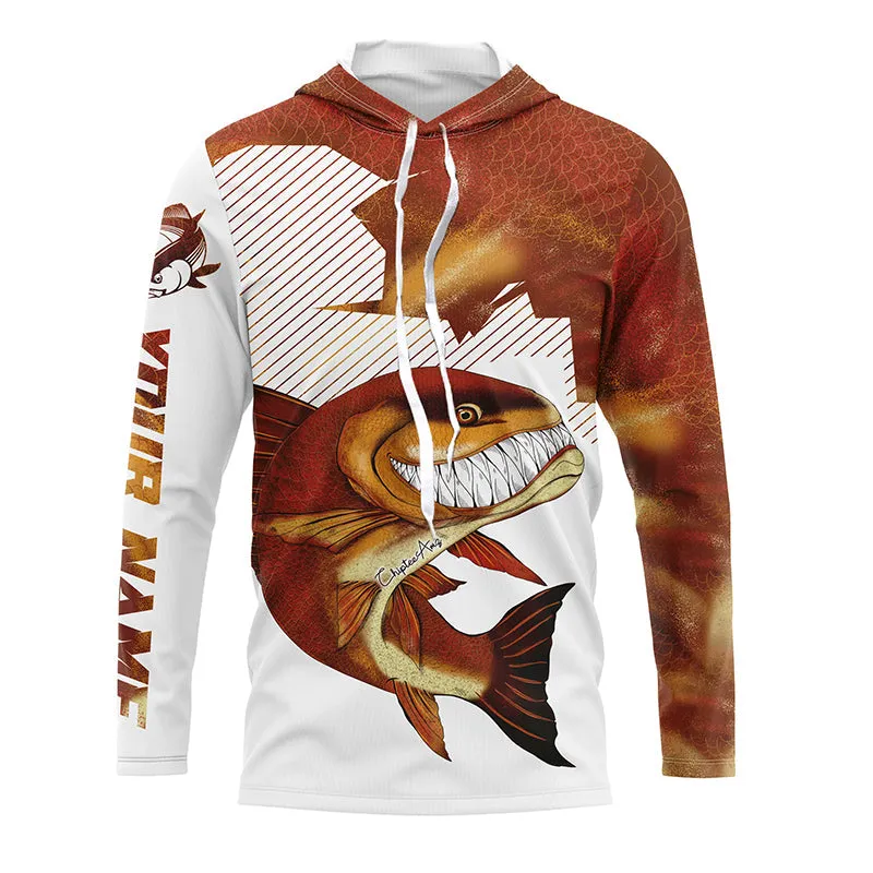 Angry Redfish Custom Long Sleeve Performance Fishing Shirts, Redfish Tournament Fishing Shirts IPHW3732