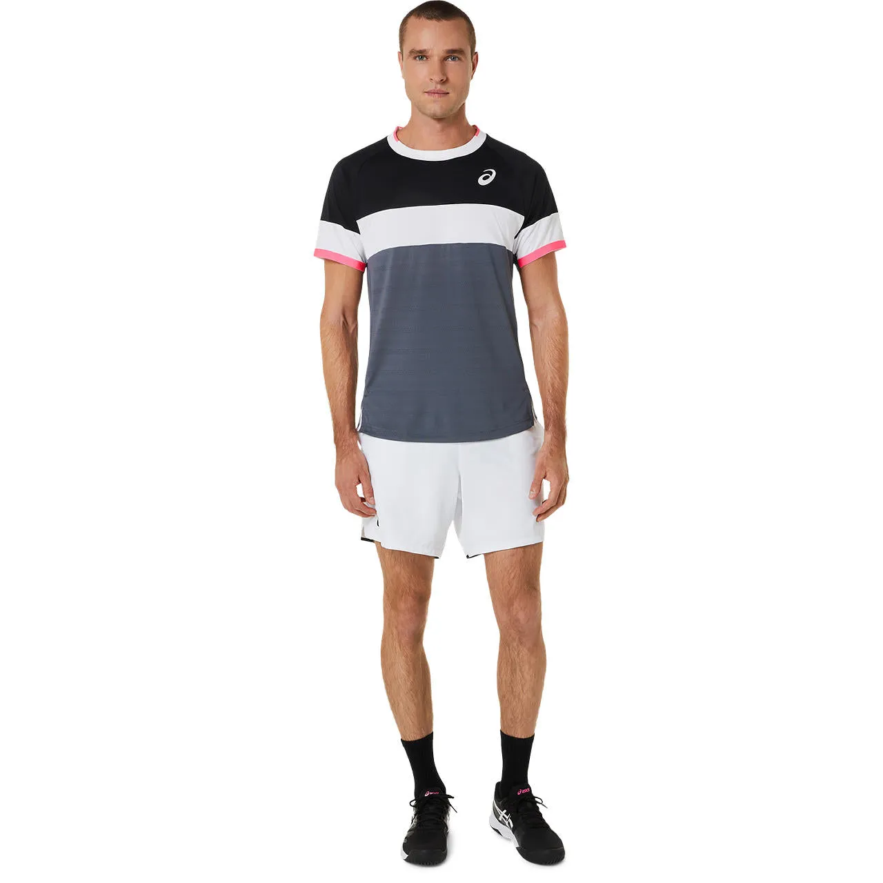 Asics Men's Match Short Sleeve Top (Black/Grey)