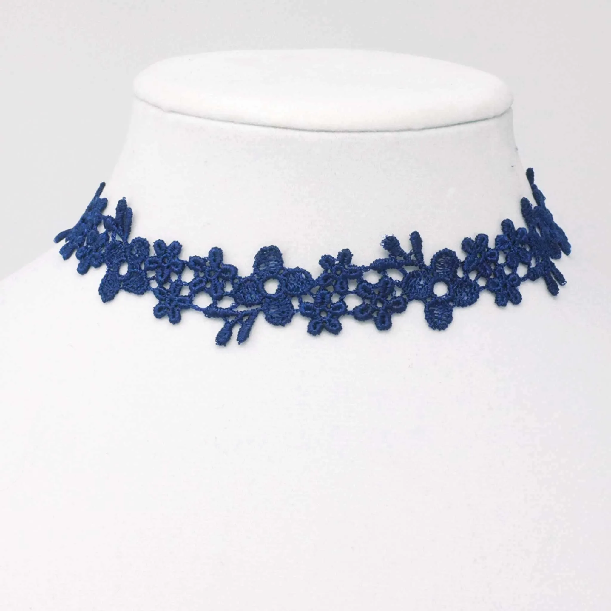 Astrid Navy Blue Flower Lace Choker