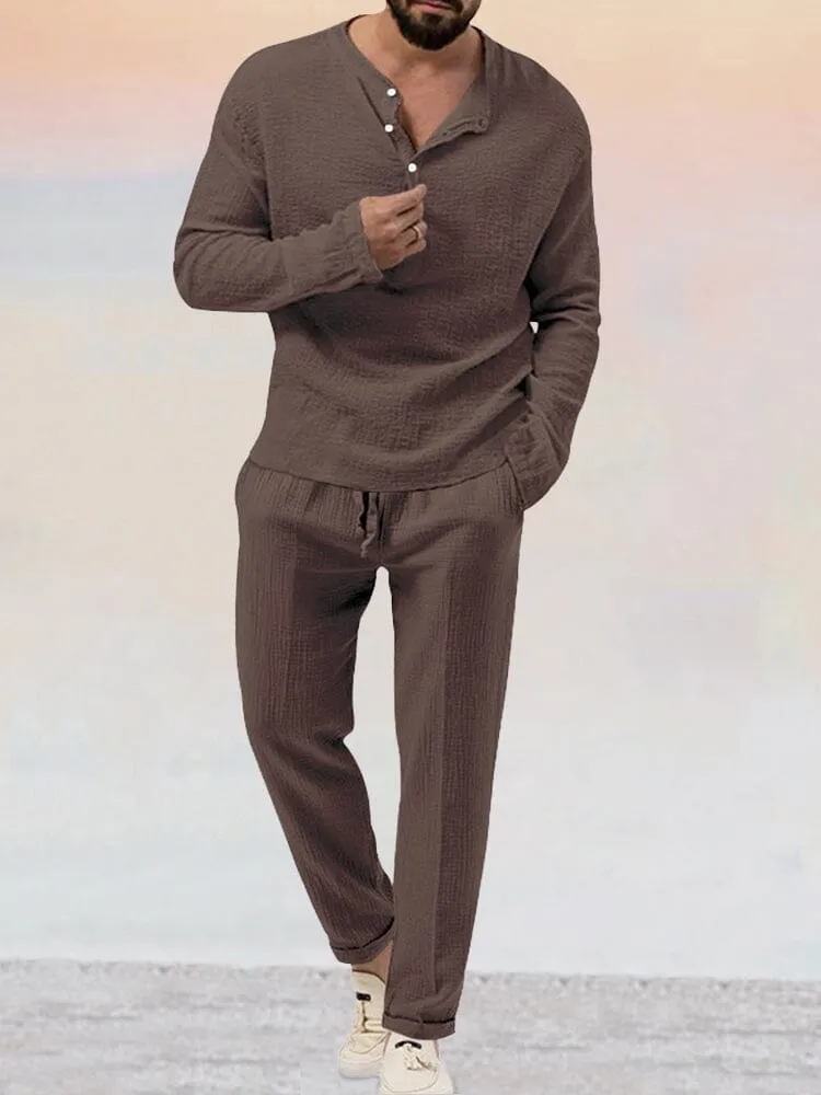 Avencea - Casual Cotton Linen Set for Men