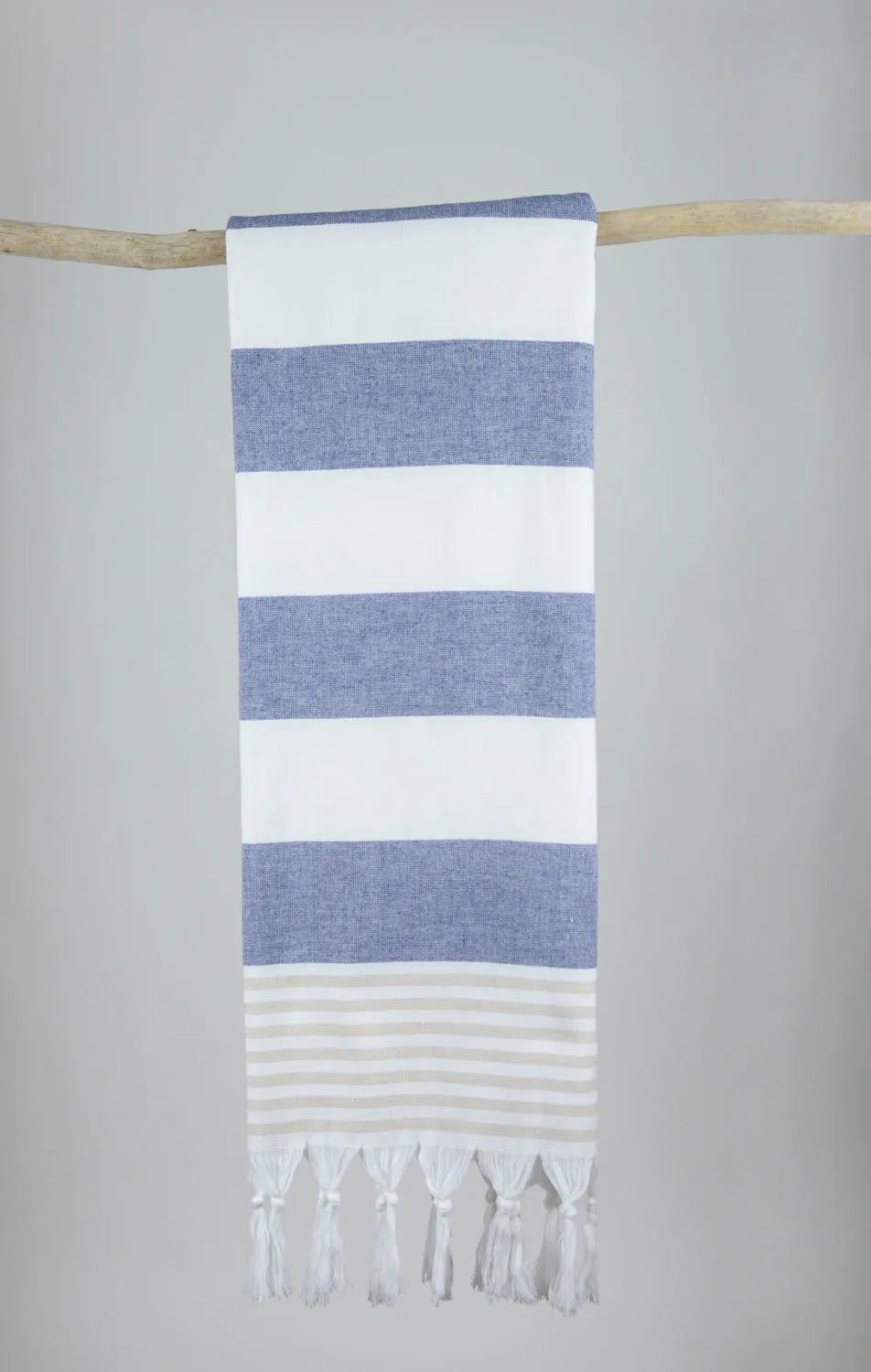 AZUR LADON/NAVY BLUE/BEIGE TURKISH TERRY TOWEL