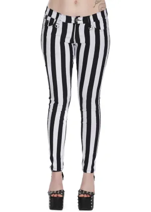 Banned Alternative Forever Striped Trousers White Black