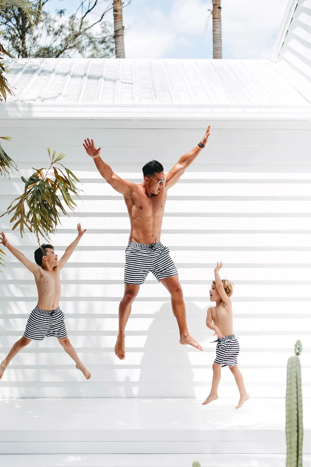Beau Hudson Kid's Black and White Striped Swim Shorts- FINAL SALE