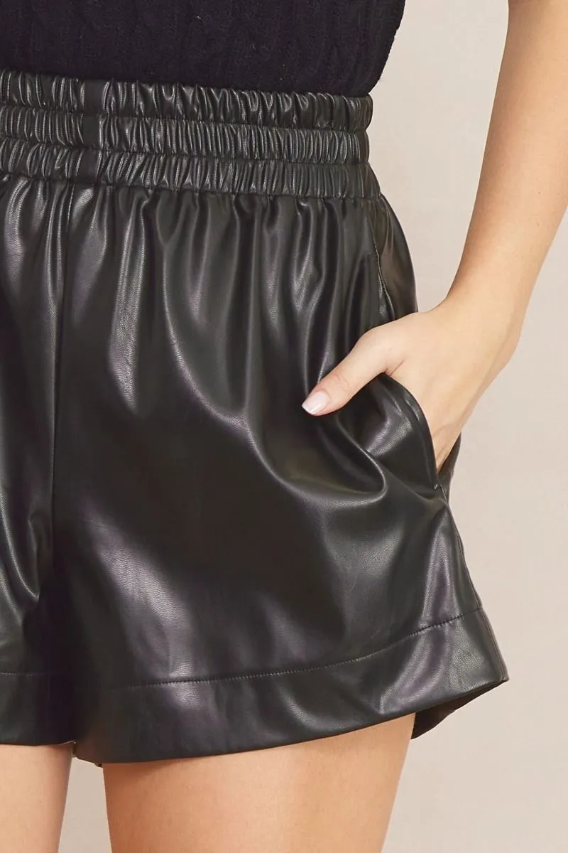 Black Faux Leather Shorts