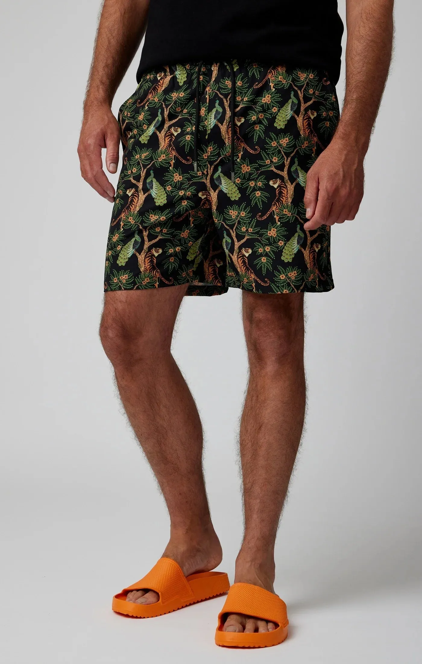 Black Tiger Swim Shorts - Black