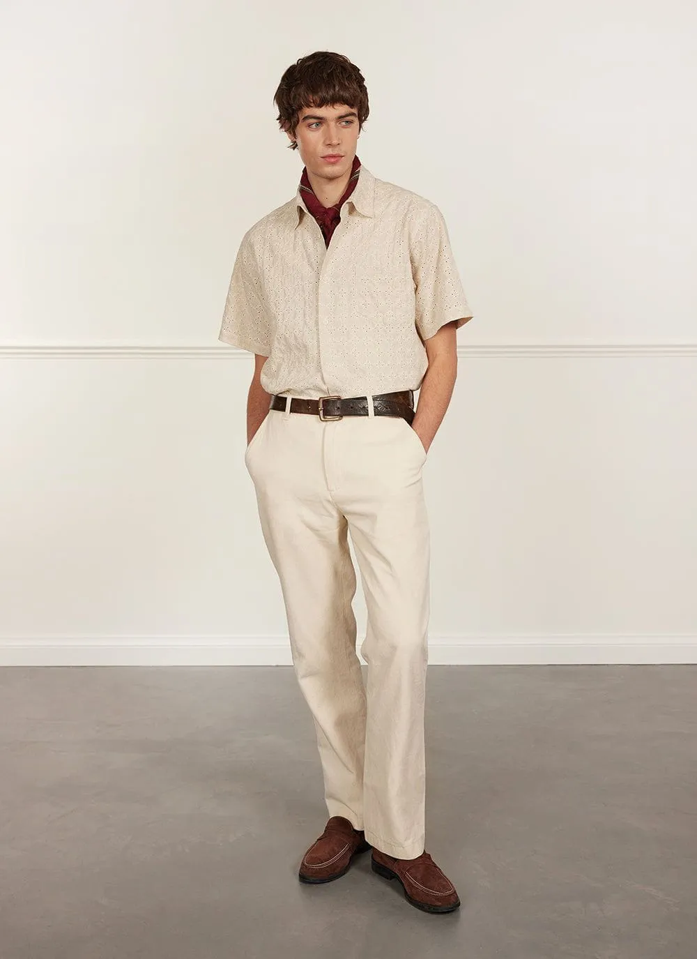 Boxy Clerk Shirt | Granny Smith | Ecru