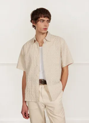 Boxy Clerk Shirt | Granny Smith | Ecru