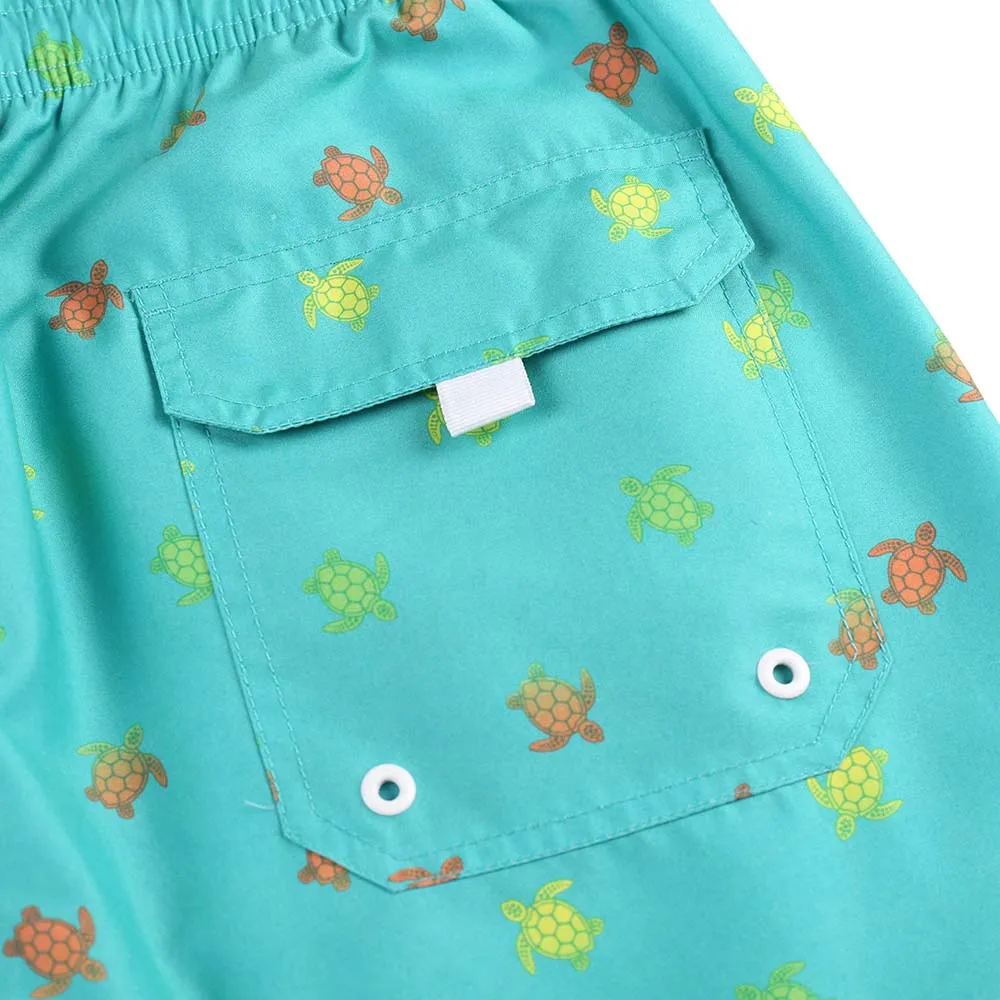 Boy's  Kid  Family  Match  Fast  Dry  Mesh  Lining  Swim  Trunks  Shorts