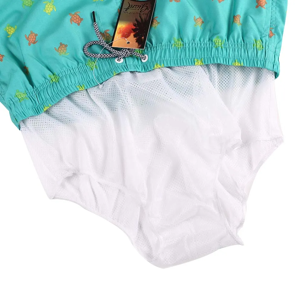 Boy's  Kid  Family  Match  Fast  Dry  Mesh  Lining  Swim  Trunks  Shorts