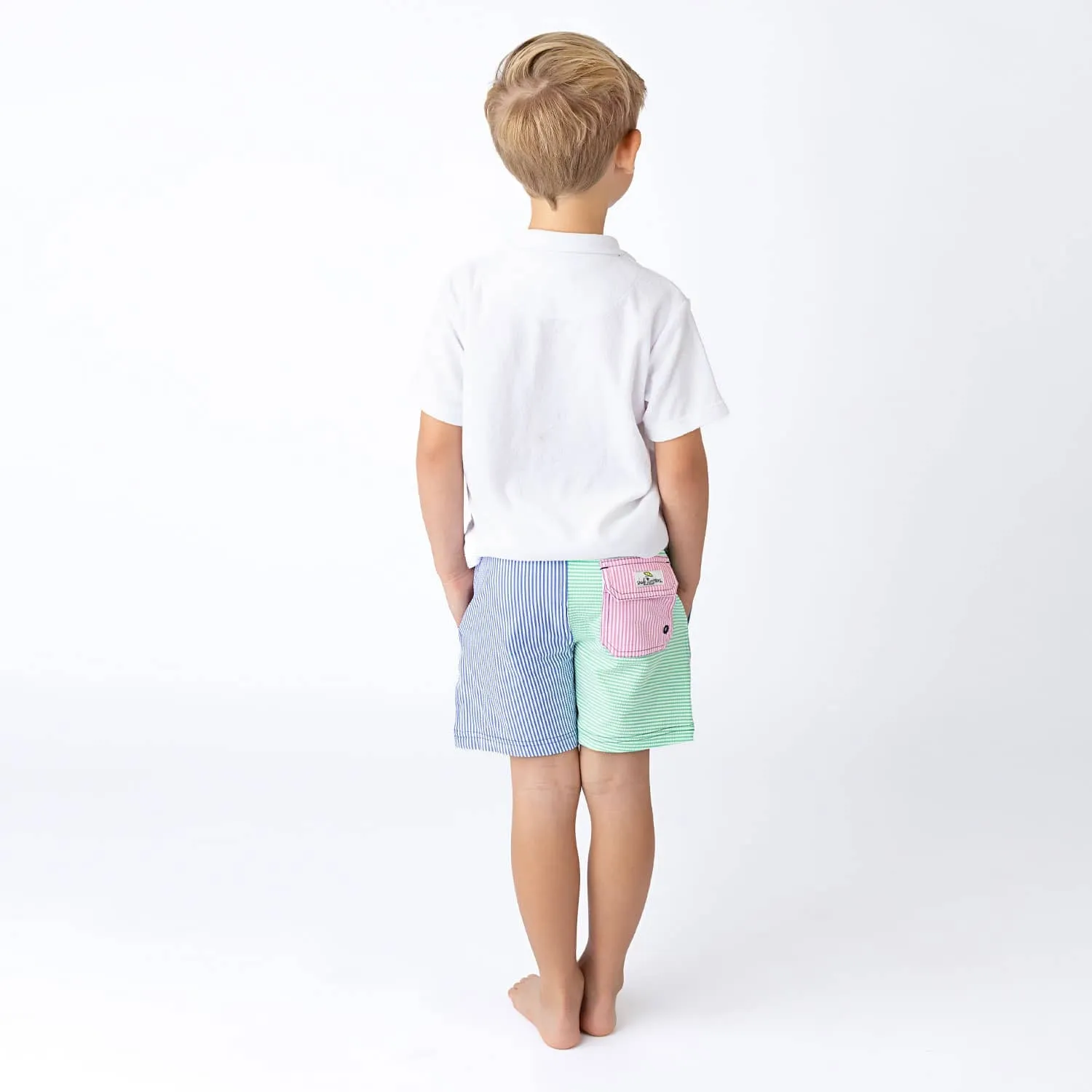 Boys Swim Trunks, Multi Seersucker