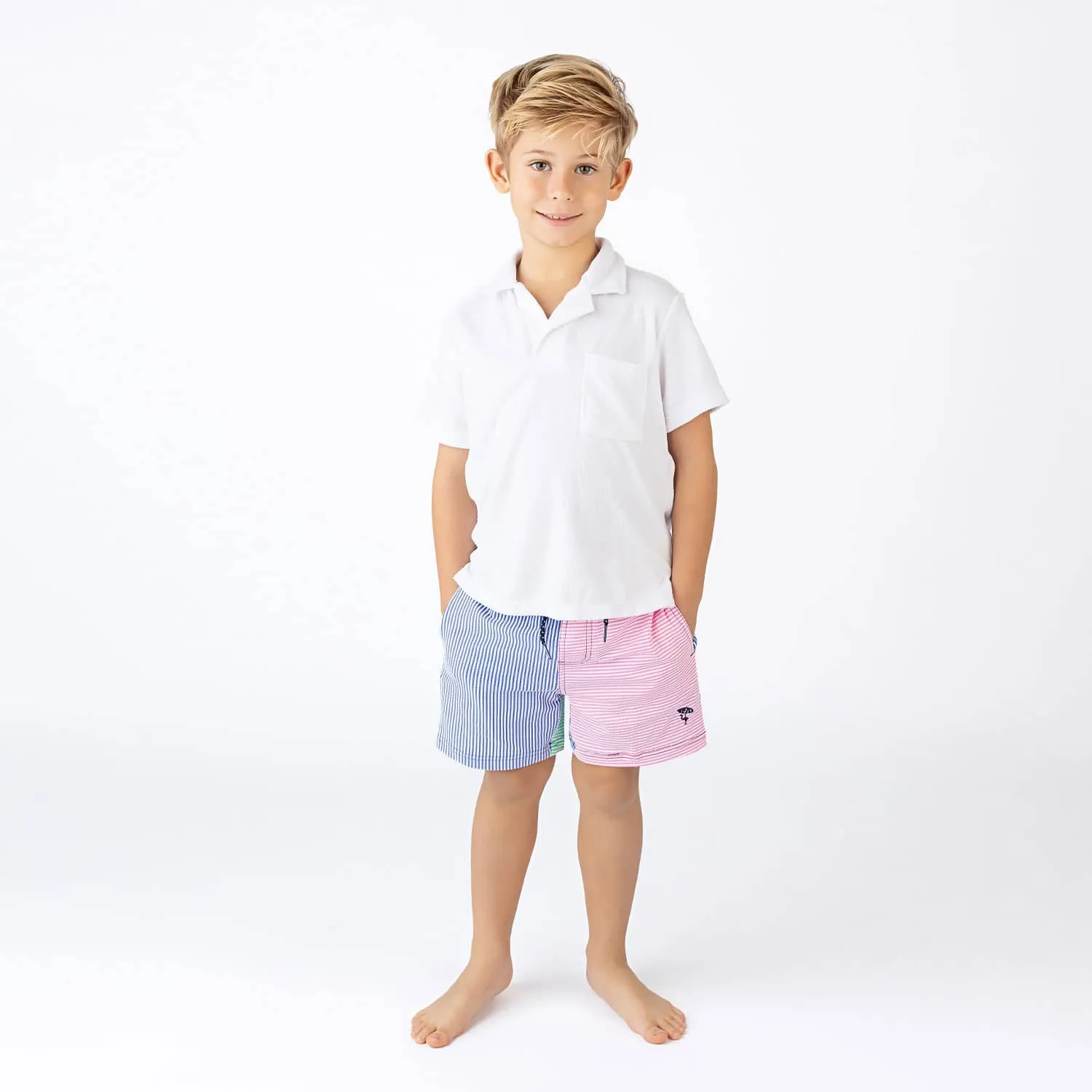 Boys Swim Trunks, Multi Seersucker