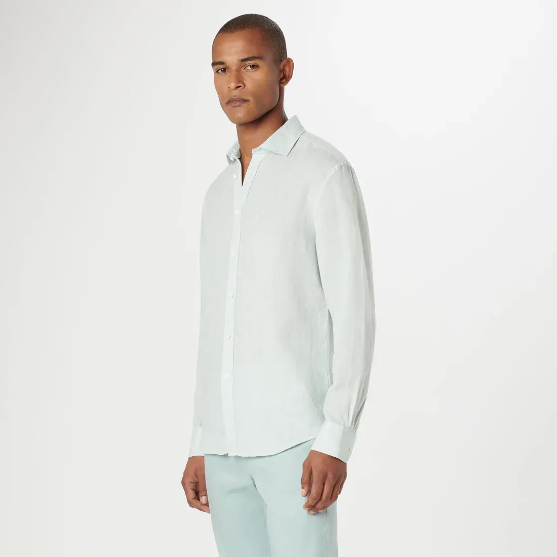 Bugatchi Axel Linen Long Sleeve Shirt - Seafoam