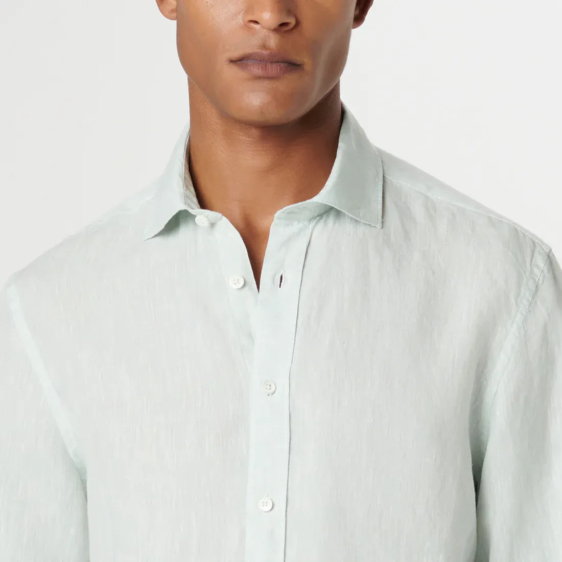 Bugatchi Axel Linen Long Sleeve Shirt - Seafoam