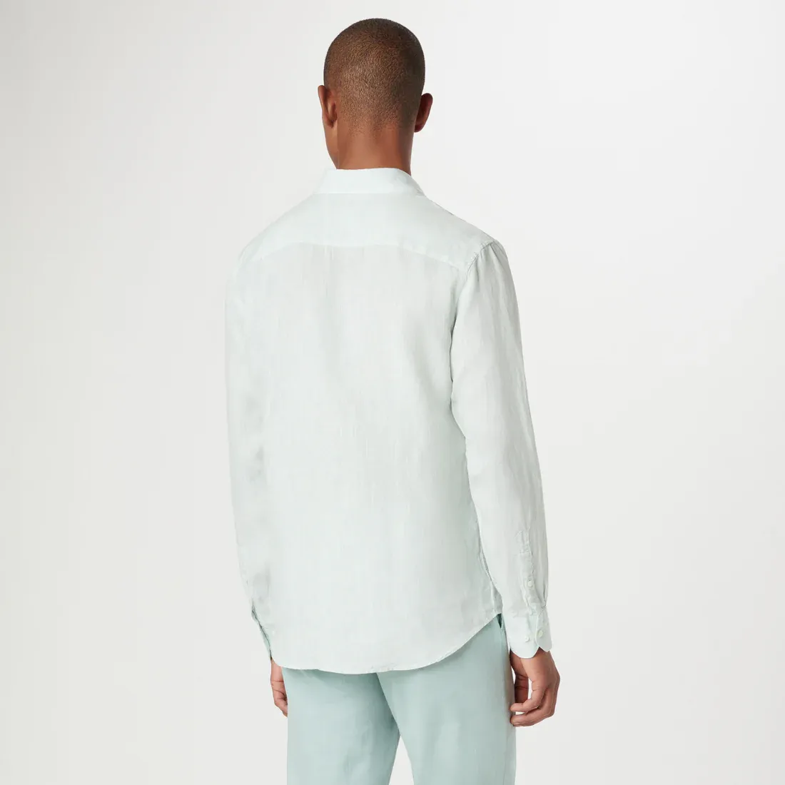 Bugatchi Axel Linen Long Sleeve Shirt - Seafoam