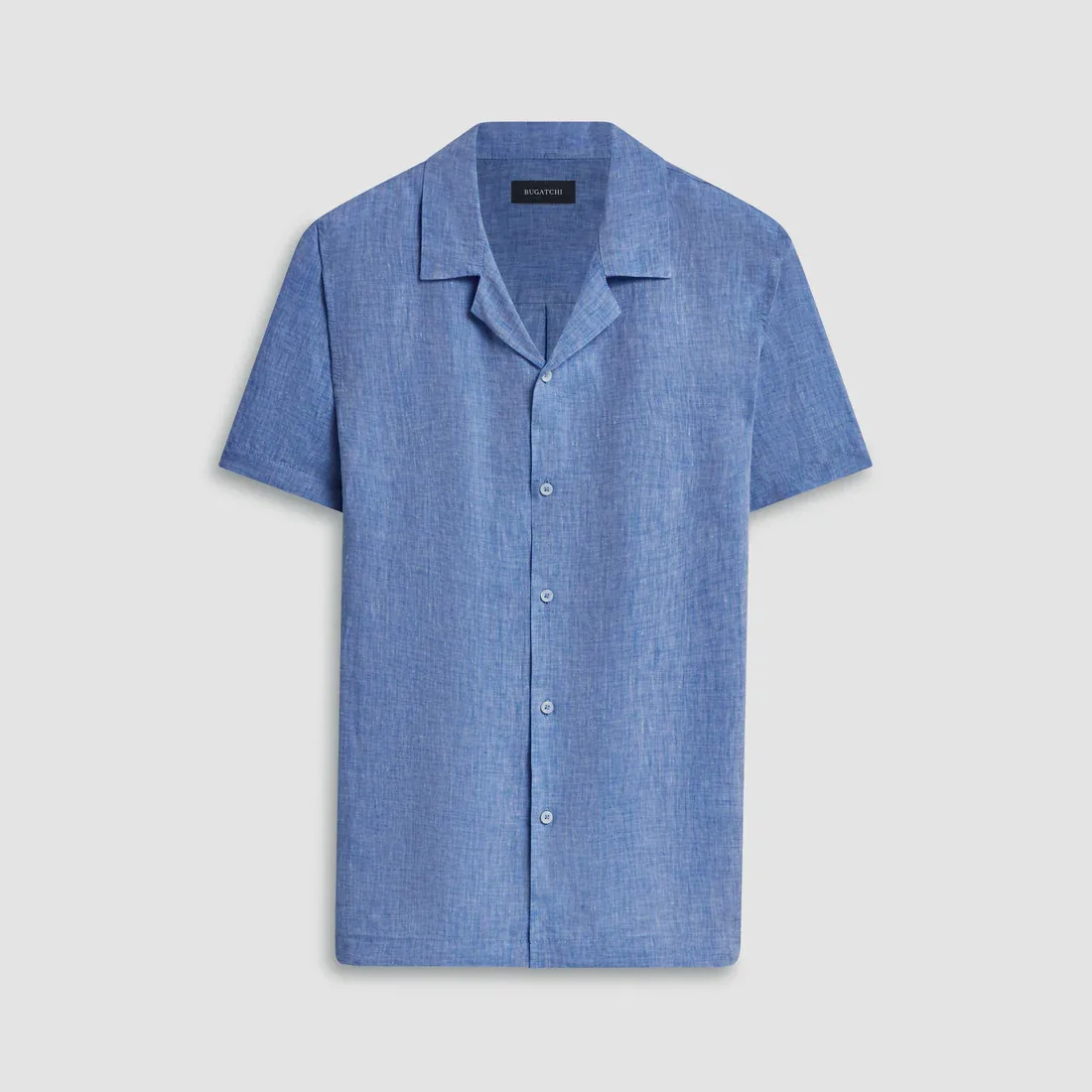 Bugatchi Jackson Short Sleeve Linen Shirt - Classic Blue
