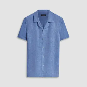 Bugatchi Jackson Short Sleeve Linen Shirt - Classic Blue