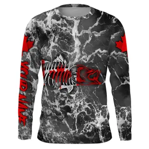 Canada flag Walleye fishing skull fish Customize name Fishing Jerseys Sun protection UPF 30  TTS0362