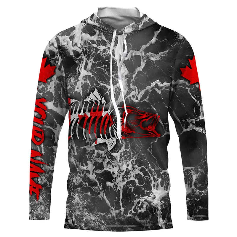 Canada flag Walleye fishing skull fish Customize name Fishing Jerseys Sun protection UPF 30  TTS0362