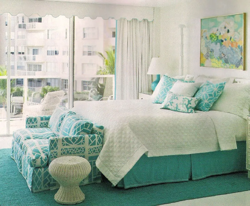 China Seas Fabric: Trellis Background - Custom Navy on Tinted Curtain-Weight Linen