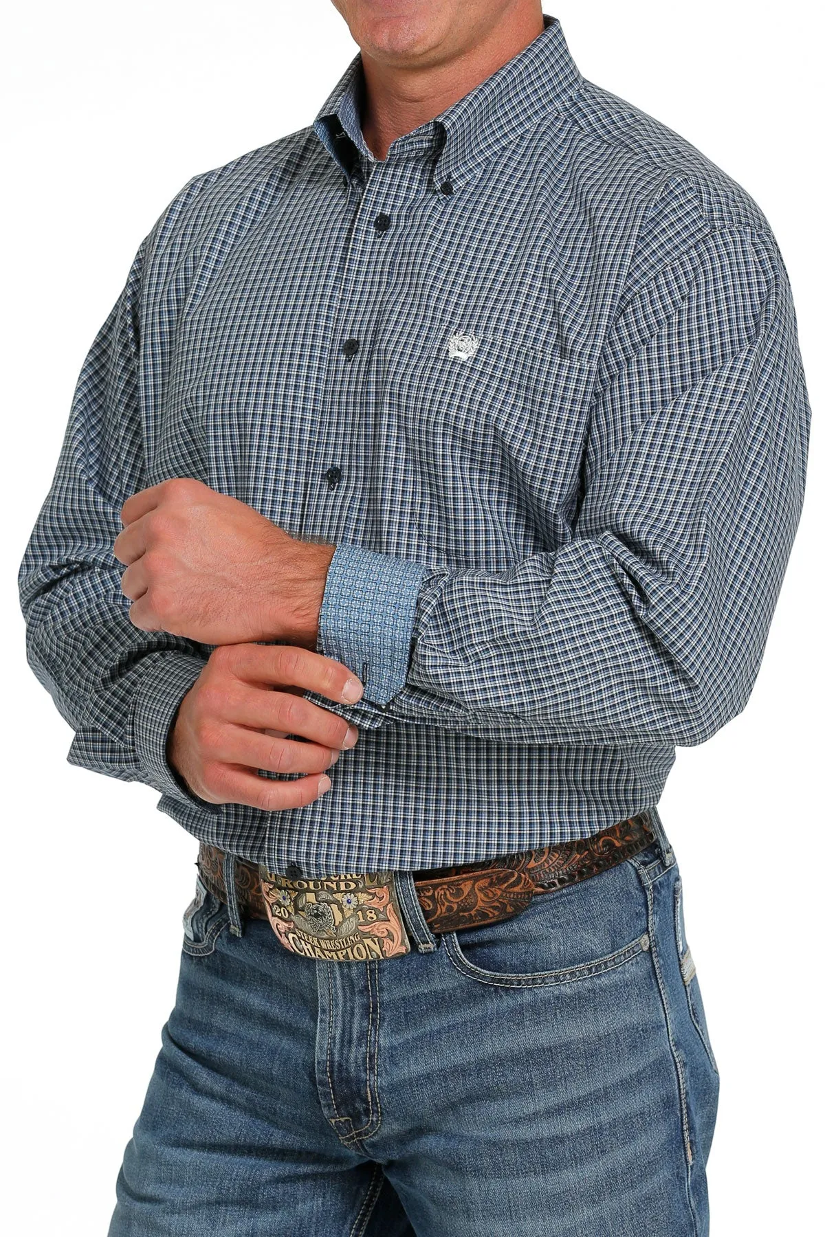 Cinch Men's Navy Plaid Button Down Western Shirt