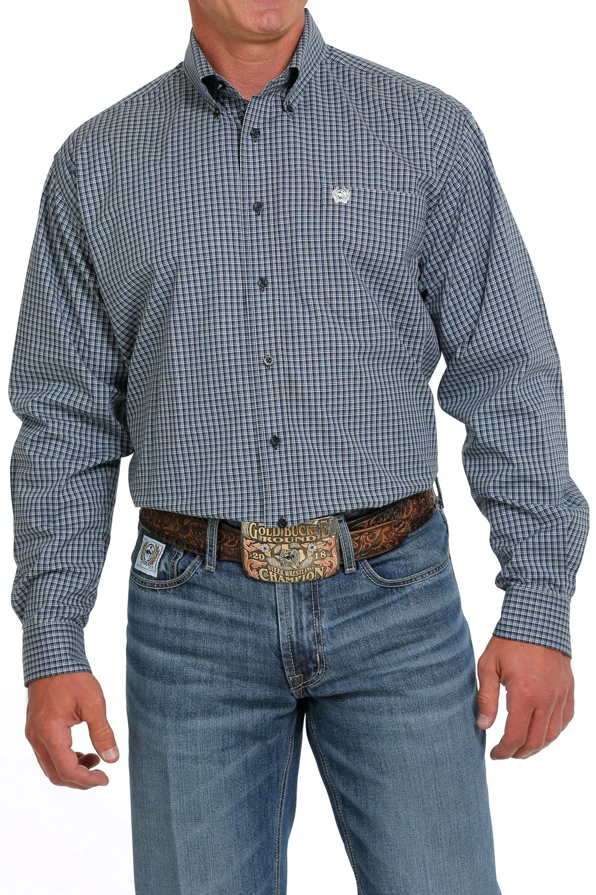Cinch Men's Navy Plaid Button Down Western Shirt