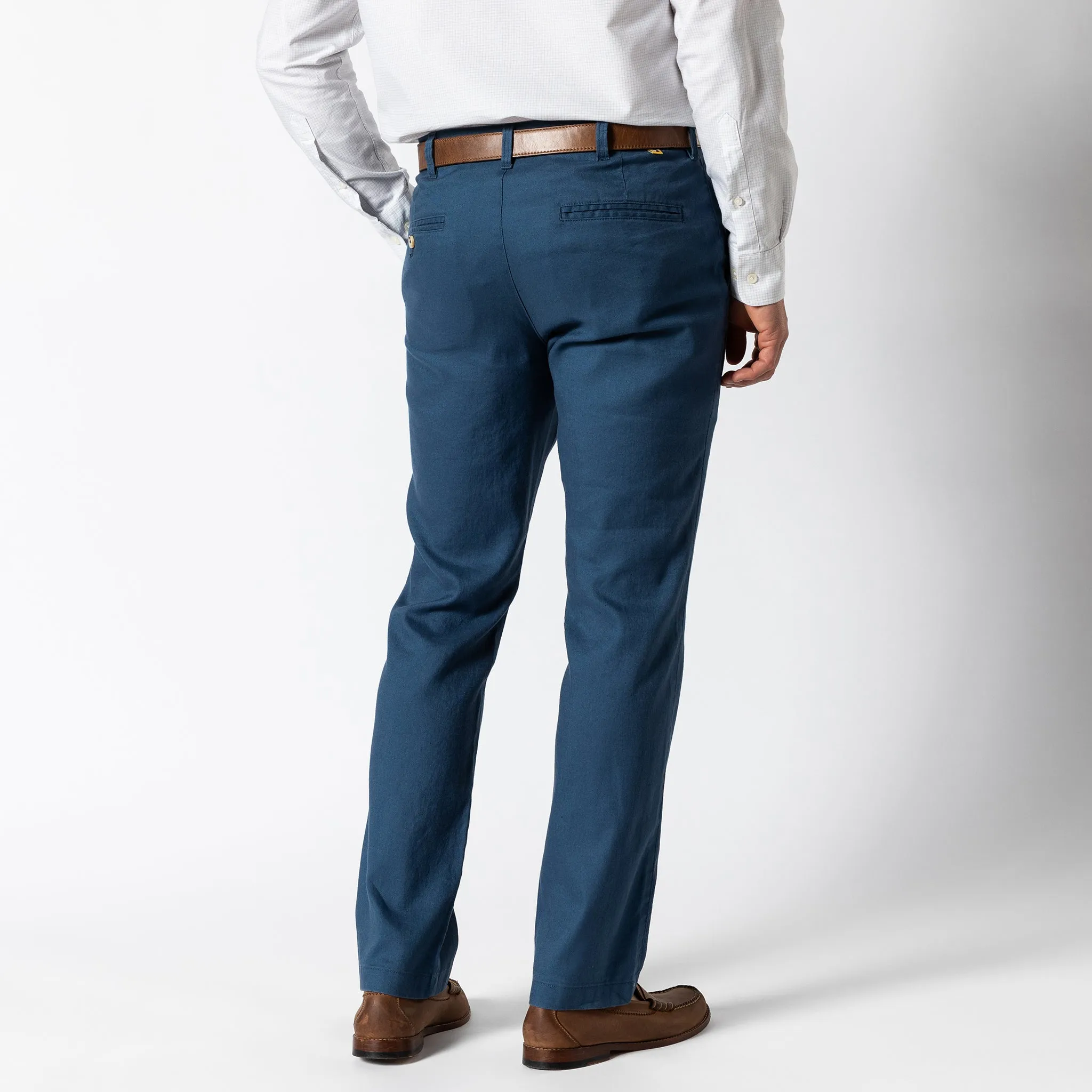 Classic Fit Linen Gold School Chino - Midnight Blue