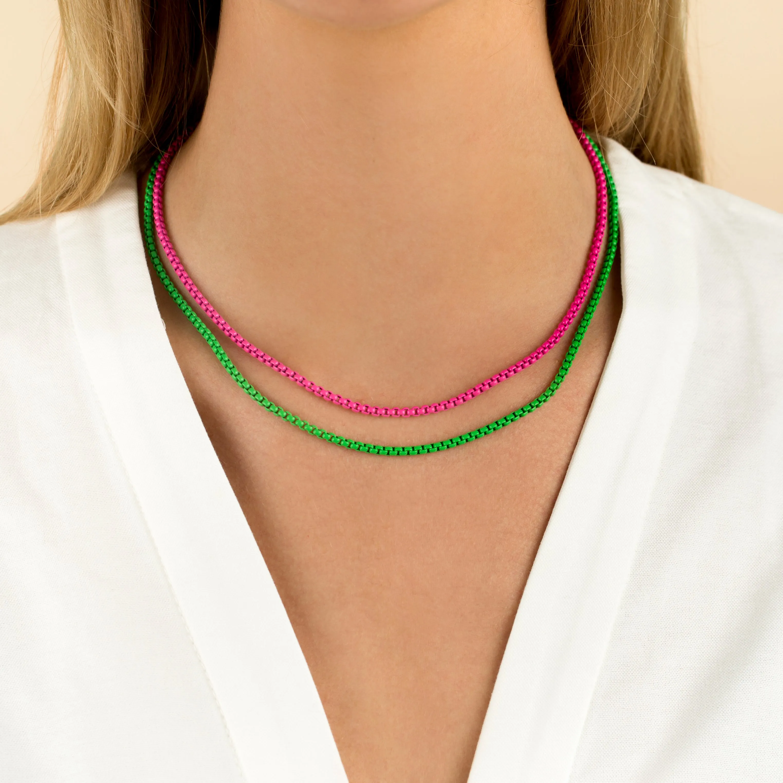 Colored Enamel Rope Chain Necklace