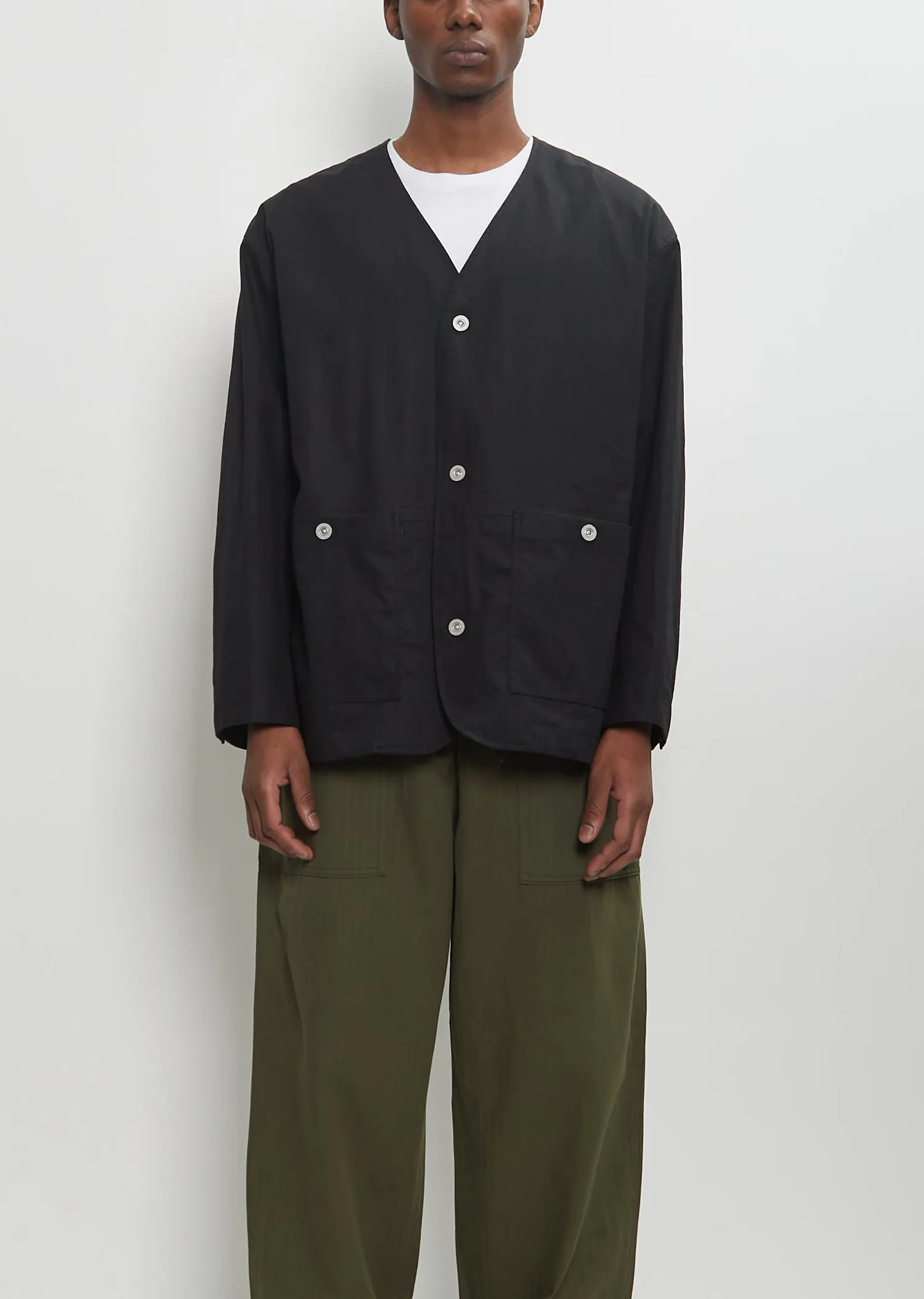 Cotton Linen Collarless Jacket