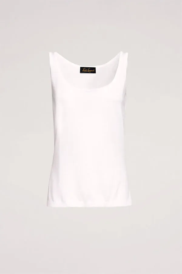 CUNICOLO B WHITE LINEN-BLEND TANK TOP