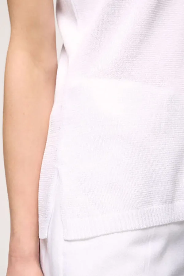 CUNICOLO B WHITE LINEN-BLEND TANK TOP