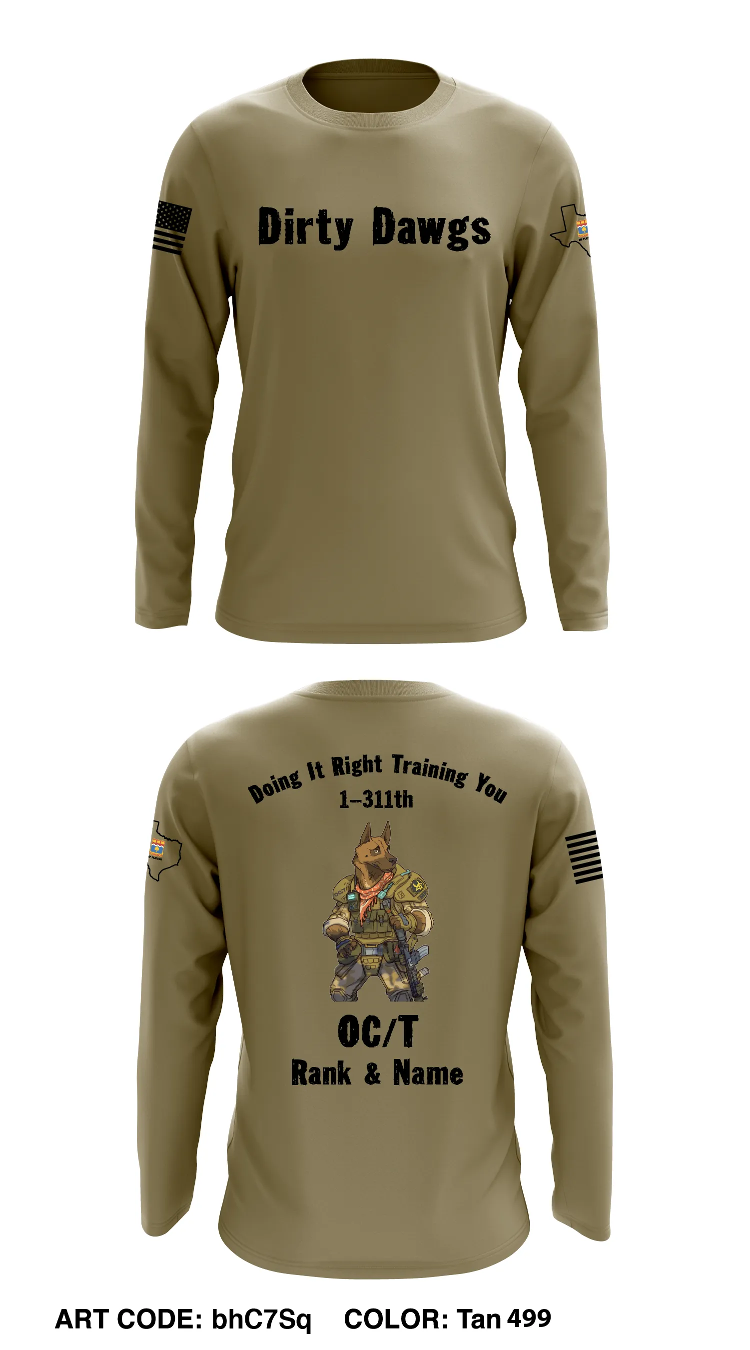 CUSTOM - 1-311th MP Platoon  Core Men's LS Performance Tee - bhC7Sq