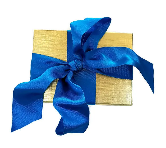 Dark Navy Blue Lambskin Leather Tassel Keychain with 14k Gold Plated Brass Top Free Gift Wrap