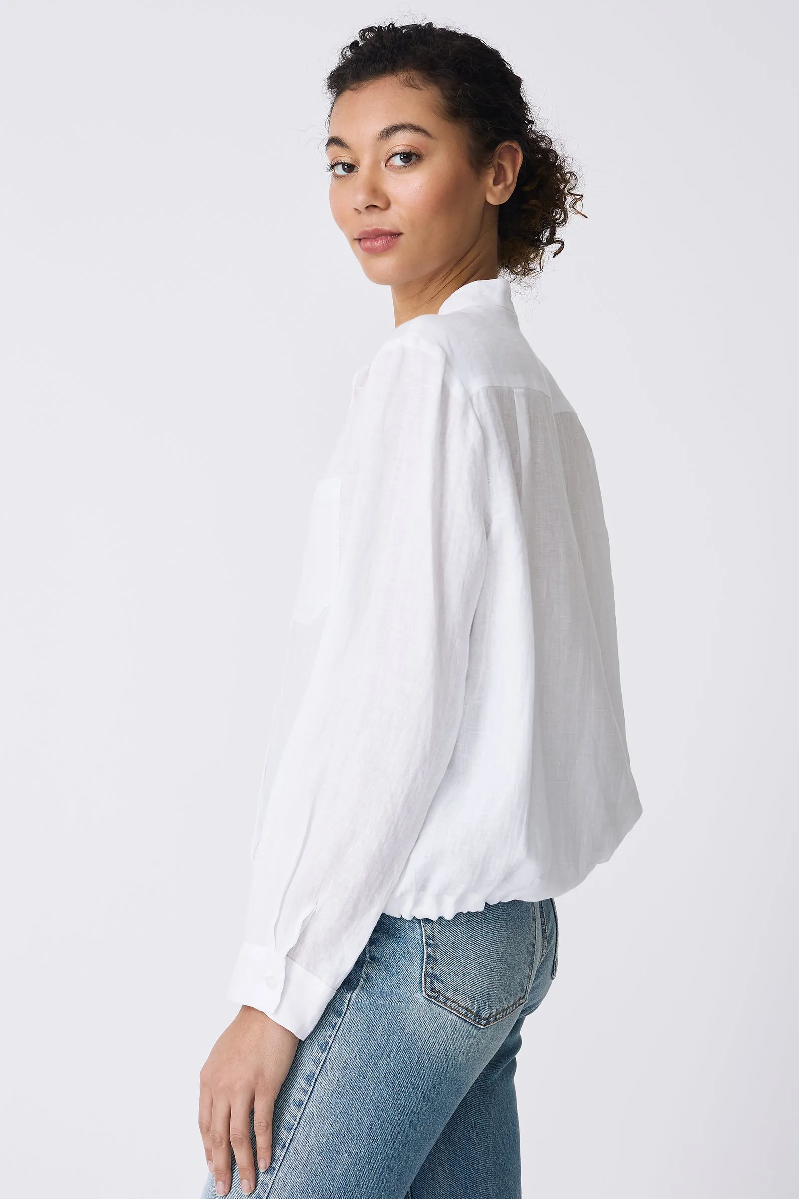Ella Drawstring Shirt - White