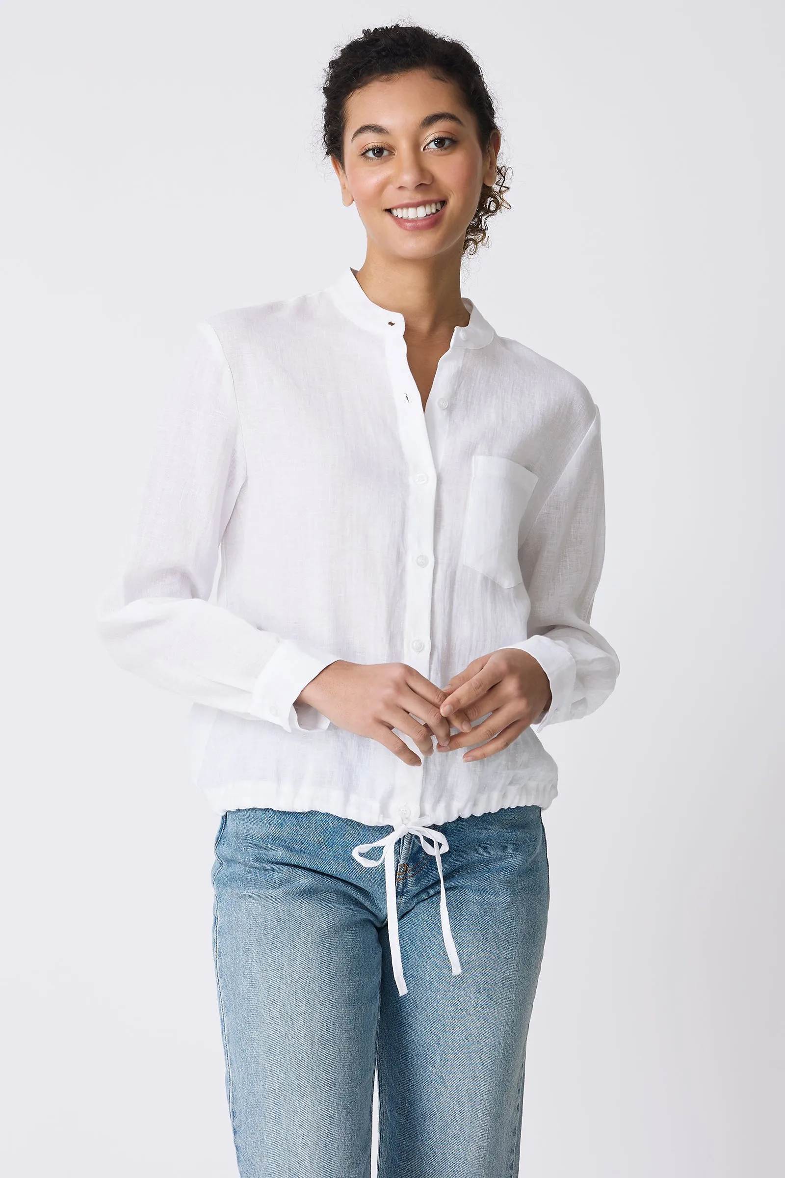 Ella Drawstring Shirt - White