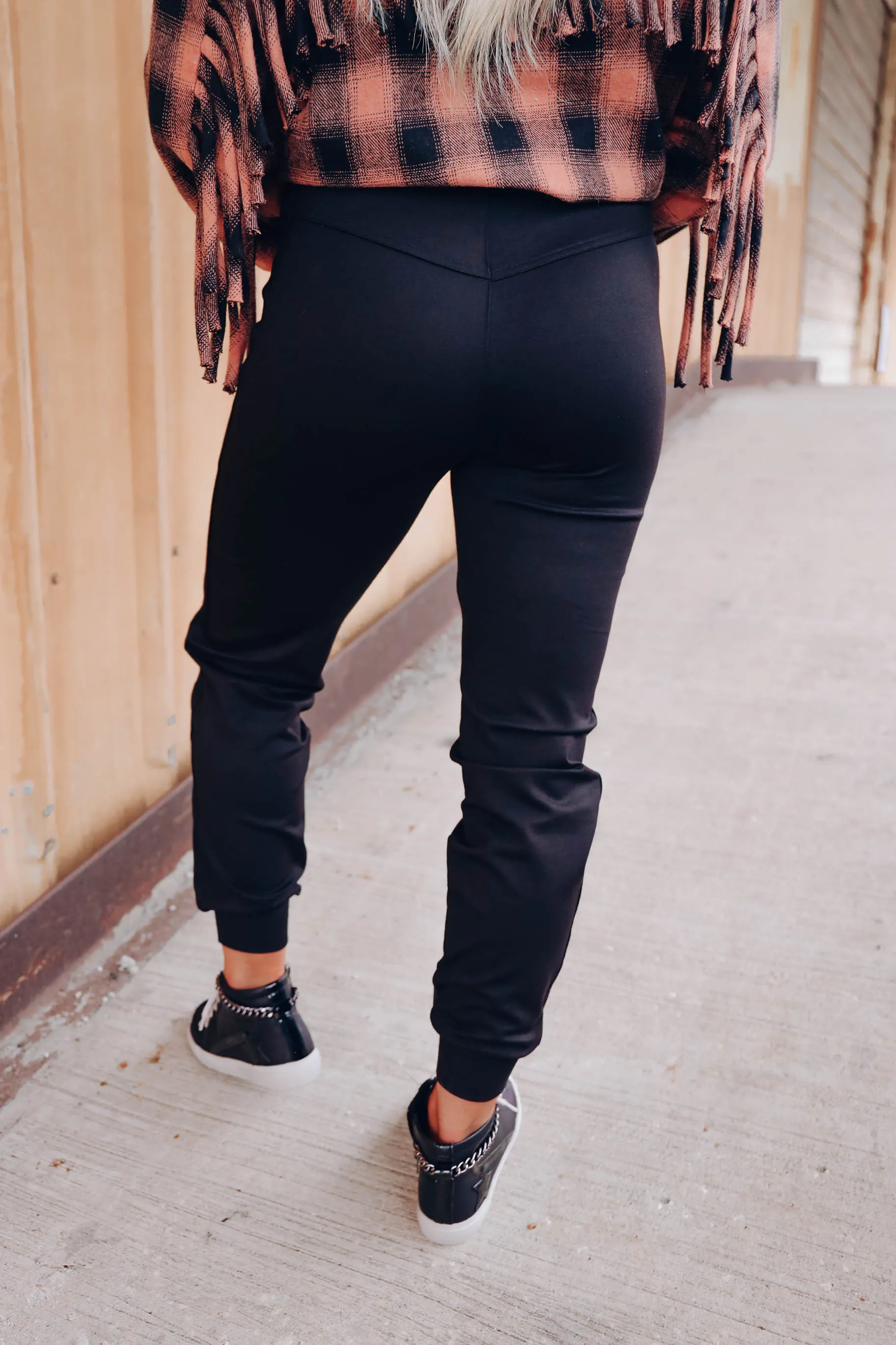 Fab Faux Leather Contrast Joggers
