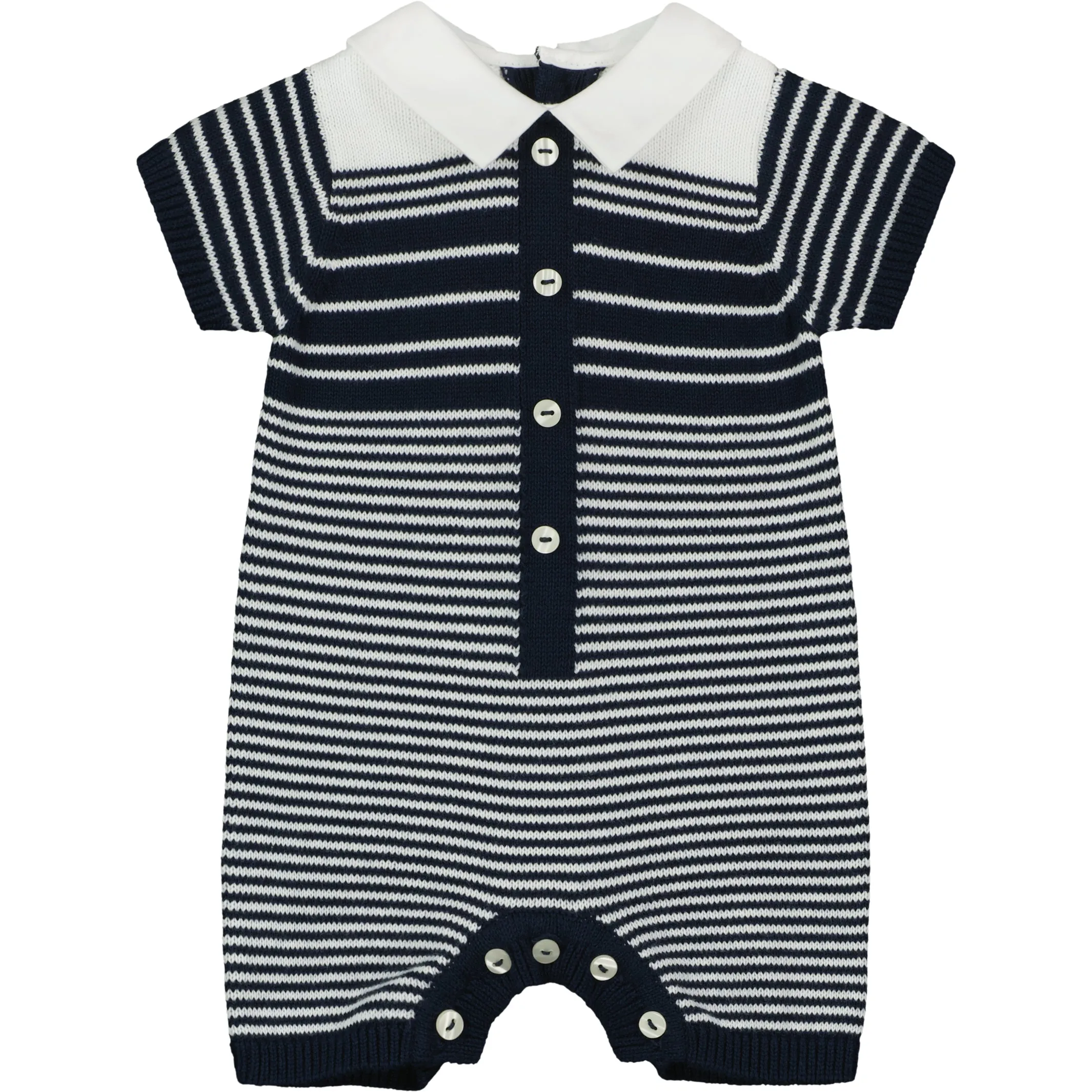 Fabian Navy Knitted Boys Romper