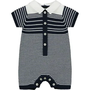 Fabian Navy Knitted Boys Romper