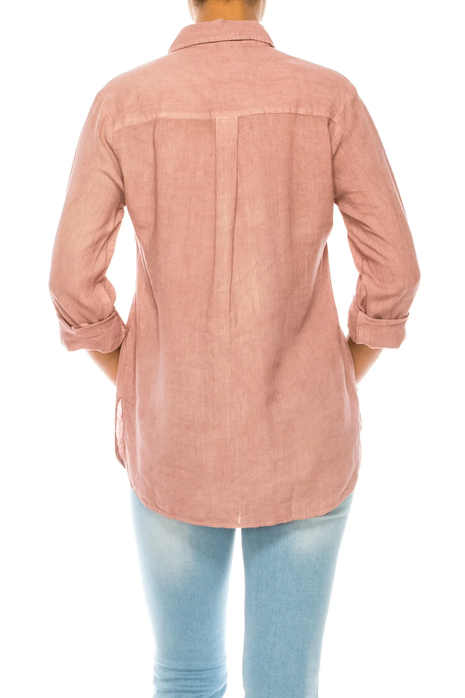 Garment Dyed Pink Linen Shirt