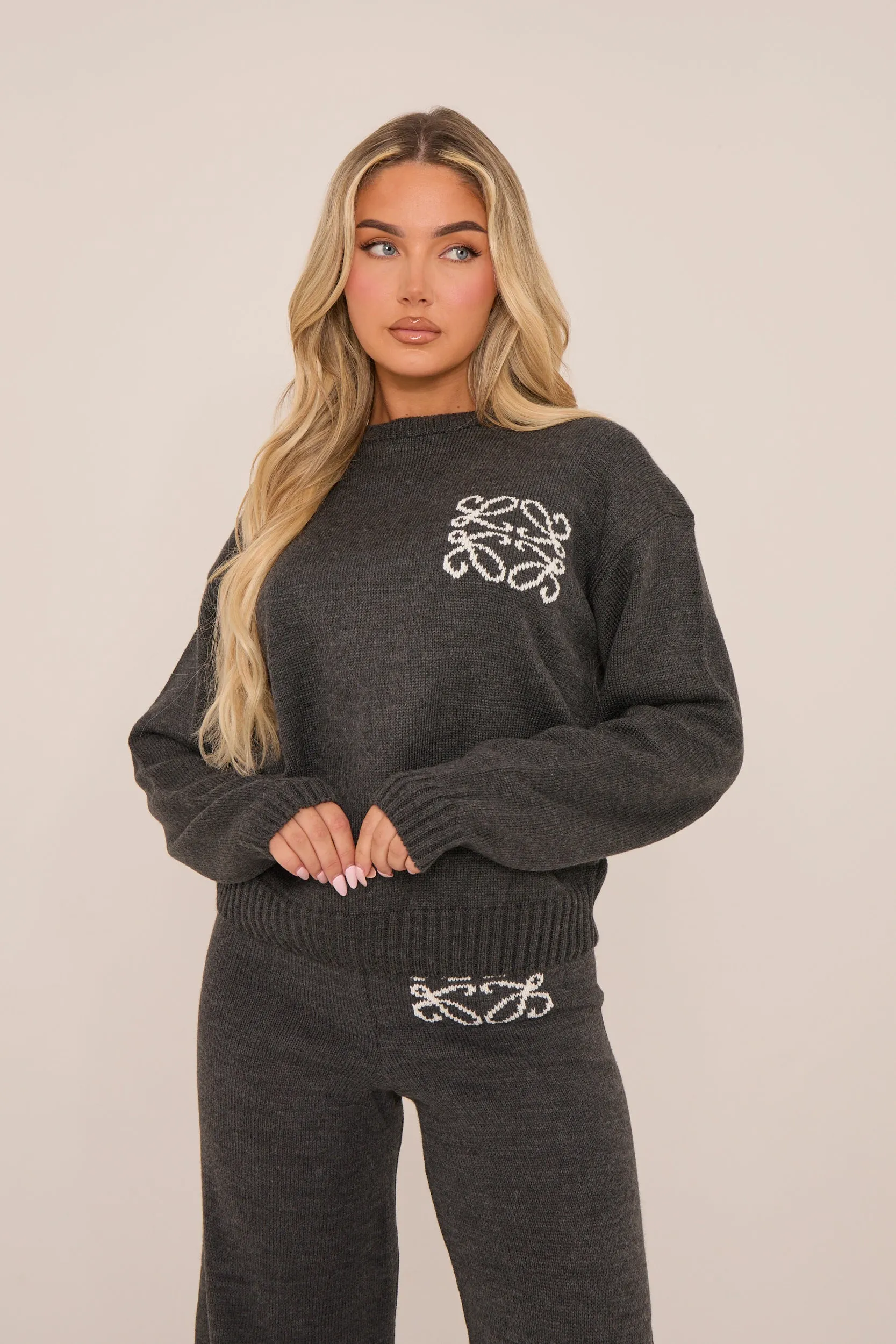 Grey High Waist Wide Leg Joggers - Lively