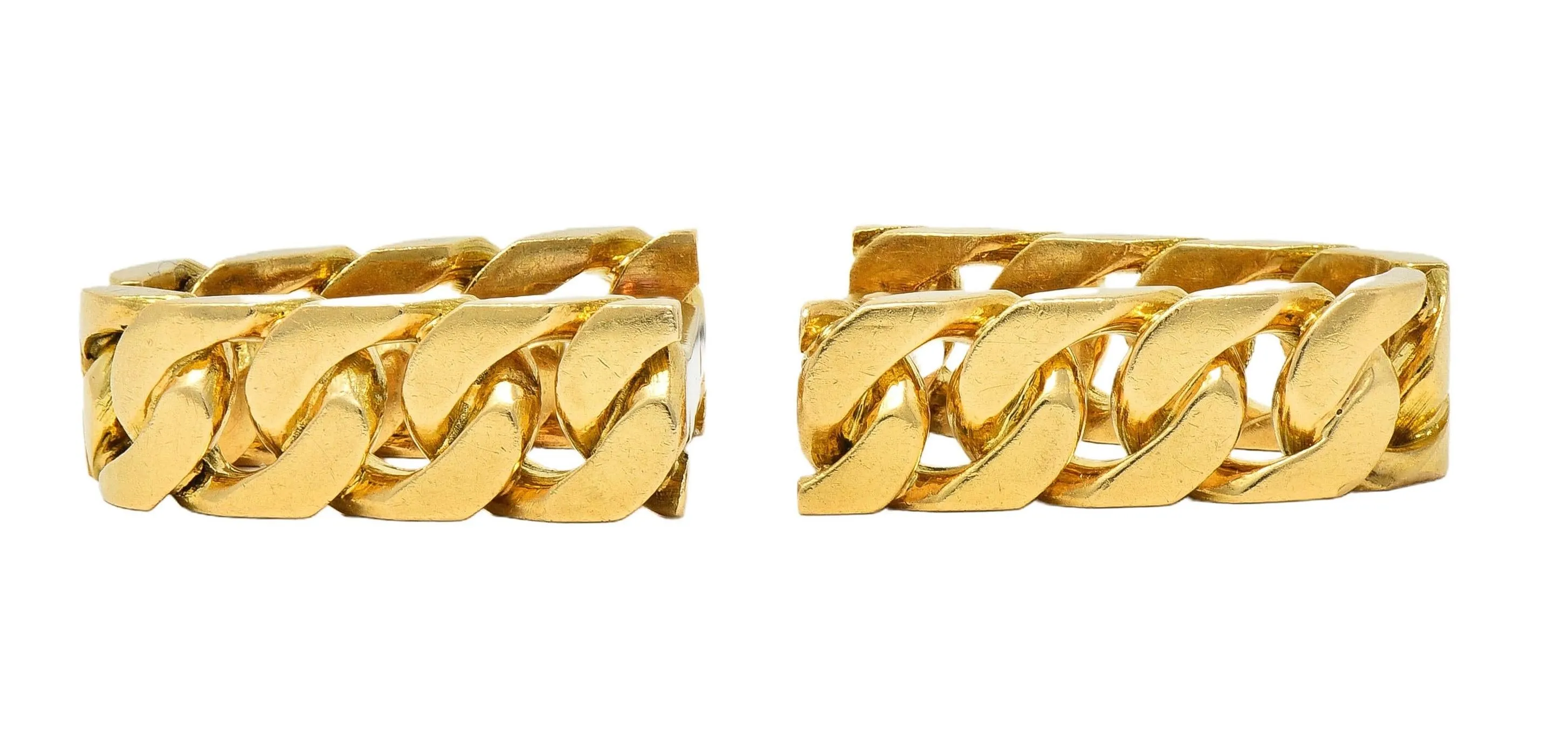 Hermès Paris 18 Karat Yellow Gold Curb Link Vintage Men's French Stirrup Cufflinks