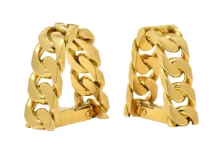 Hermès Paris 18 Karat Yellow Gold Curb Link Vintage Men's French Stirrup Cufflinks
